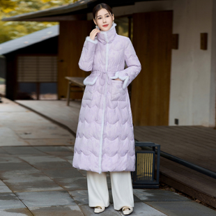 轻薄立领羽绒服女款冬季长款2025新款女外套保暖中式女装上衣冬装