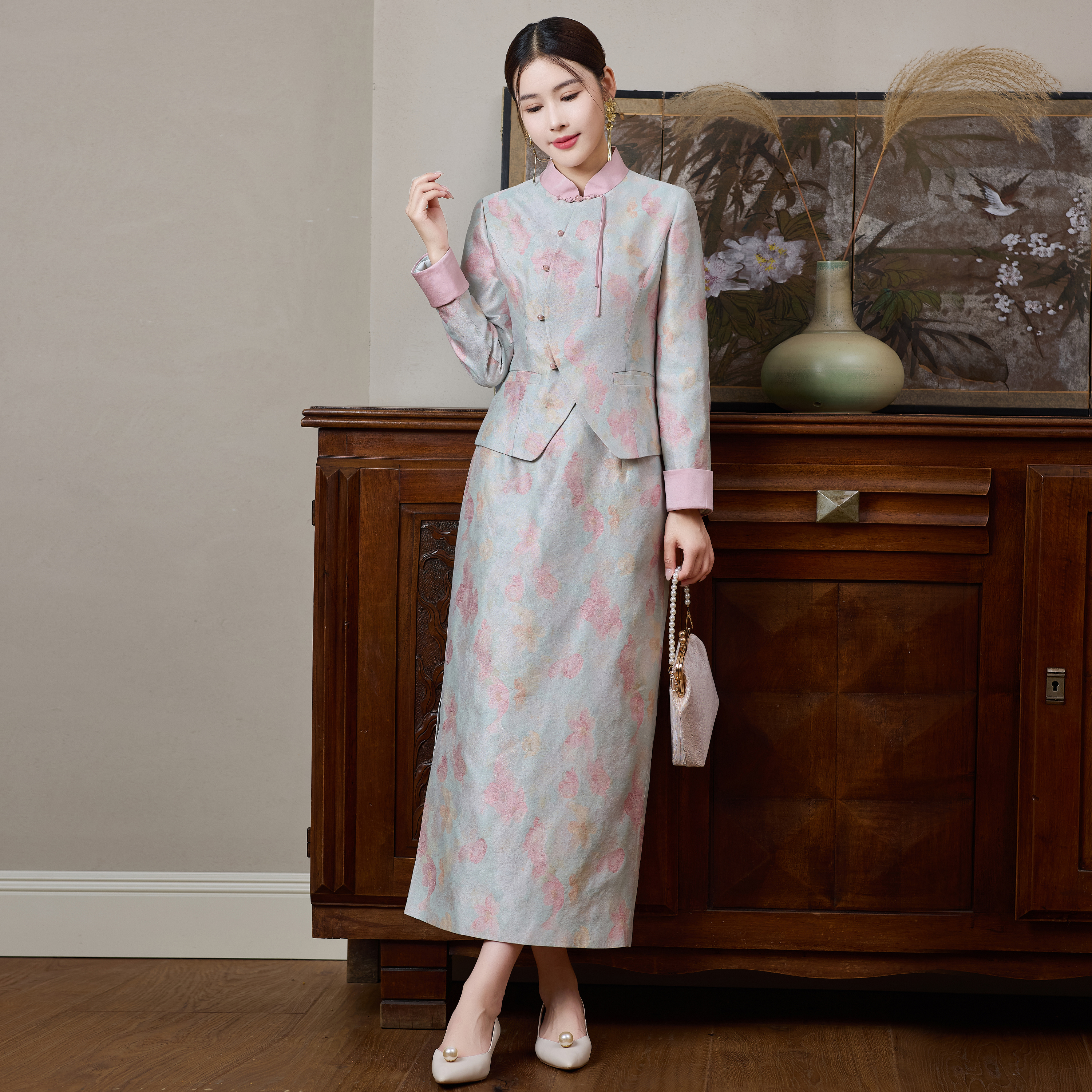 森莲新中式国风长袖唐装盘扣上衣