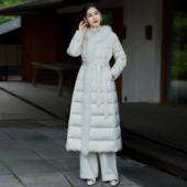 2025新款 新中式 90白鸭绒外套 长款 加厚女装 轻薄羽绒服收腰女款 冬季