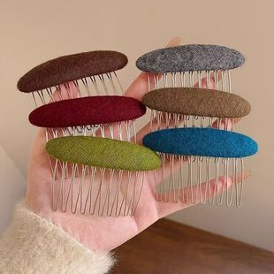 复古秋冬发梳毛绒发插椭圆发夹子百搭简约高颅顶宽边发卡压发发帖