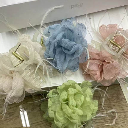 春季新款花朵抓夹女后脑勺盘发中号鲨鱼夹子发量少度假风发卡头饰
