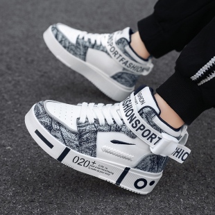 秋冬新款皮面儿童高帮运动鞋男童鞋子40码中大童单靴42青少年板鞋