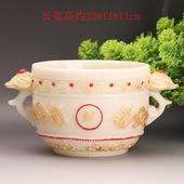 仿古聚宝盆龙凤鎏金树脂摆件天然夜光描金彩绘香炉古玩收藏工艺品