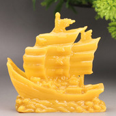 玉石黄龙玉摆件一帆风顺天然客厅车招财本命年玄关居家工艺品饰品