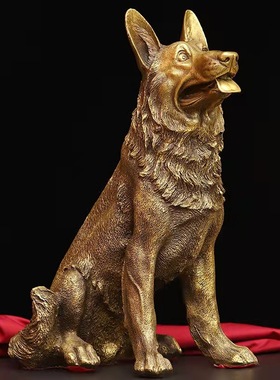 古韵斋 铜狼狗摆件十二生肖狗铜狗大狼狗铜狗大号家居客厅装饰品