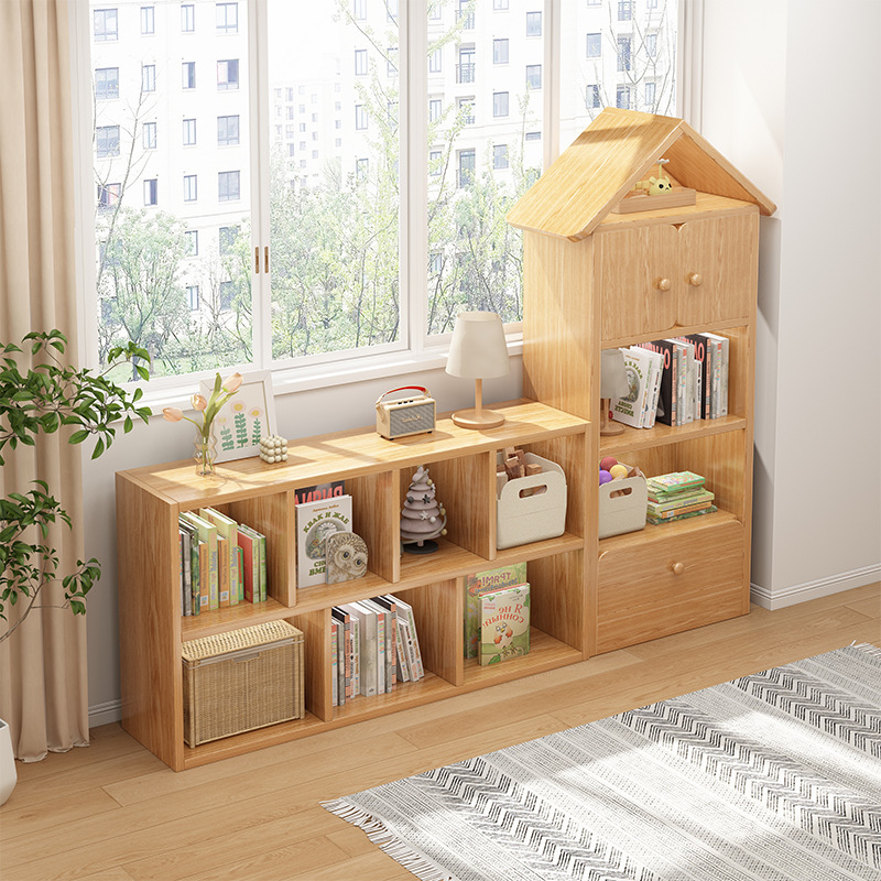 实木儿童书架落地置物架幼儿园阅读区自由组合玩具收纳柜家用书柜