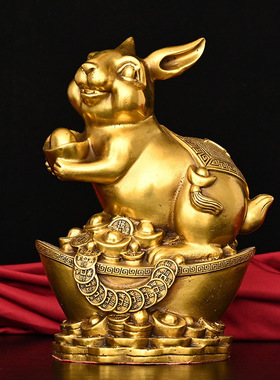 2023新款黄铜摆件 铜元宝生肖兔 家居装饰创意礼品工艺品一件代发