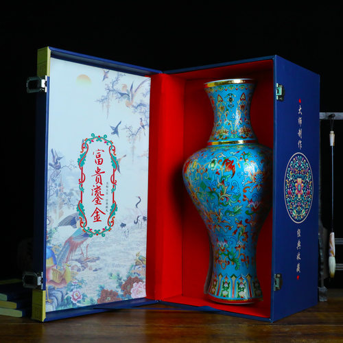 景德镇陶瓷器掐丝珐琅彩花瓶插花仿古中式家居客厅玄关装饰摆件