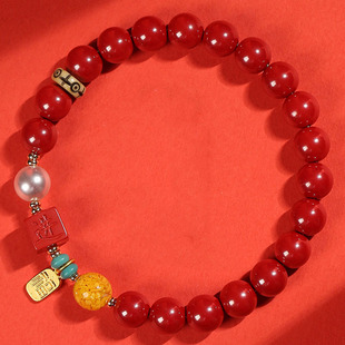 原矿帝王砂财源广进手链保真朱砂手串男女款福牌配饰纳福饰品批发