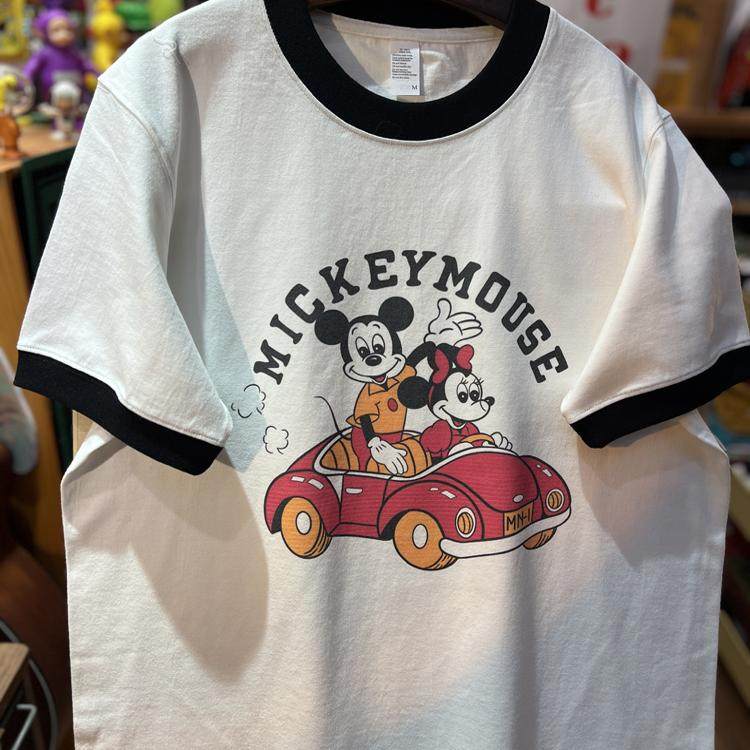 美式复古 vintage 米奇米妮开跑车  拼色纯棉重磅男女情侣T恤,女装/女士精品,T恤,淘宝优惠券,粉丝福利购,淘宝优惠卷