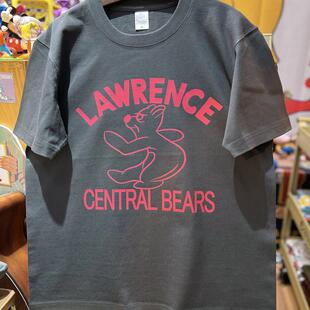 纯棉265克重磅圆领情侣T恤短袖 美式 一只萌趣小熊 vintage 复古