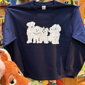 情侣长袖 美式 T落肩 可爱萌趣狗狗 265克纯棉厚实 复古 vintage