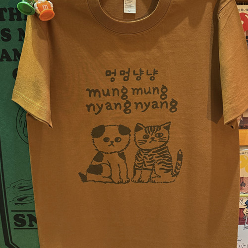 美式复古趣味猫咪狗狗纯棉T恤