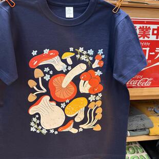 蘑菇 美式 美味 vintage 三本针300克重磅厚男女情侣T做旧 复古