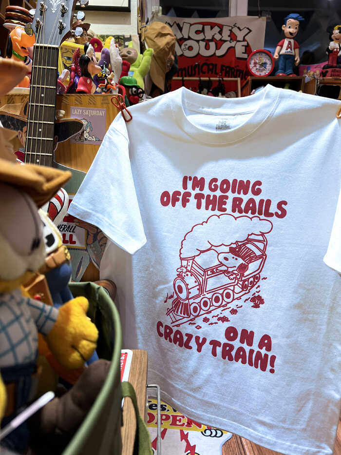 美式复古vintage 开火车的史努比 小领口宽松休闲纯棉男女款短袖T