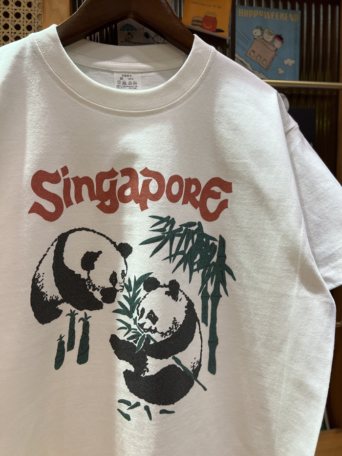 美式复古vintage 可爱小熊猫 小领口宽松休闲纯棉男女款短袖T
