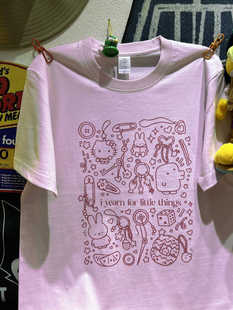 萌趣kitty猫 vintage 220克小领口樱花粉纯棉男女情侣T 复古 美式