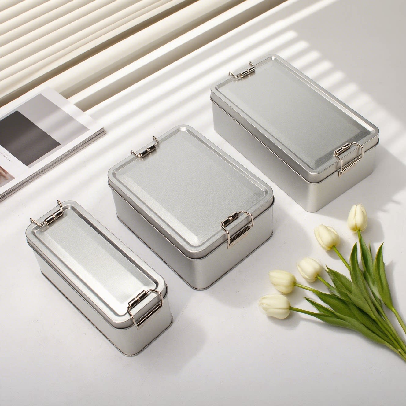 长方形铁盒凤梨酥曲奇饼干面包糕点复古卡扣零食甜品搭扣包装盒子