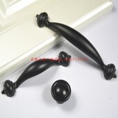 现代地中海橱柜门把手简约拉手美式 黑色单孔抽屉圆点拱形拉手