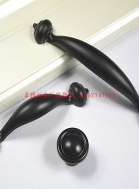 现代地中海橱柜门把手简约拉手美式黑色单孔抽屉圆点拱形拉手