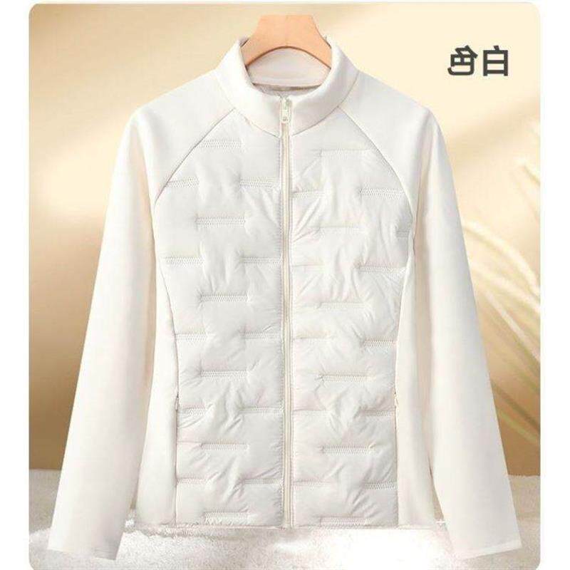 秋冬加厚新款拼接棉服外套女立领加绒修身显瘦保暖摇粒绒上衣女装