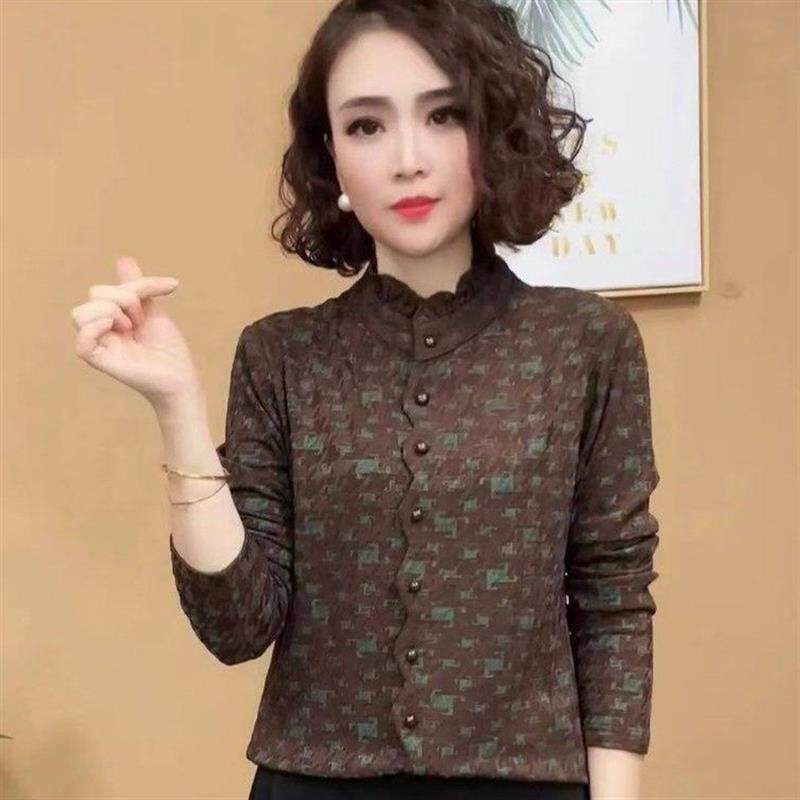 木耳边印花德绒上衣女士2026年秋冬新款气质休闲百搭保暖打底小衫