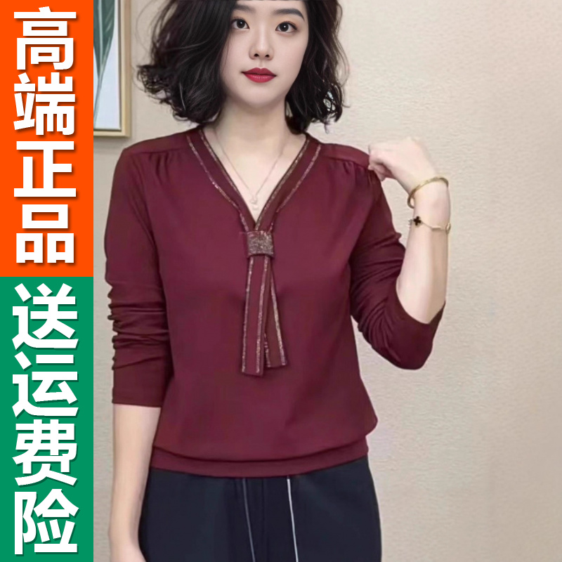 2025新款妈妈长袖显瘦上衣