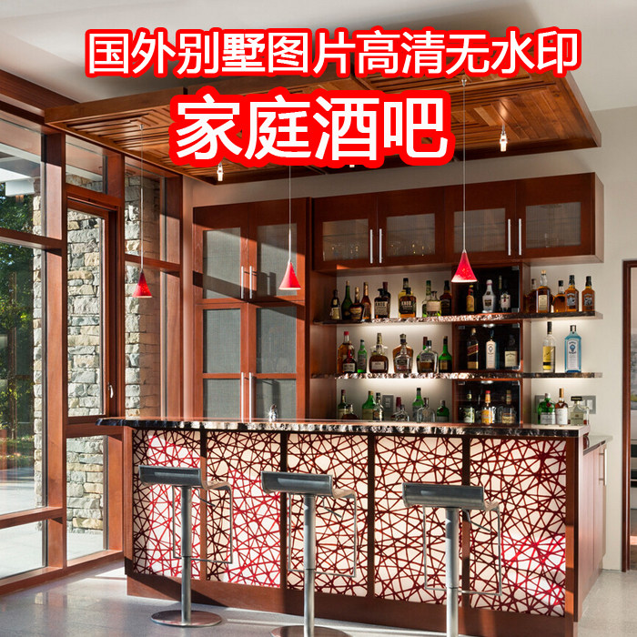 家庭酒吧台酒柜新款高清无水印效果图高柜酒吧柜靠墙室内设计图片