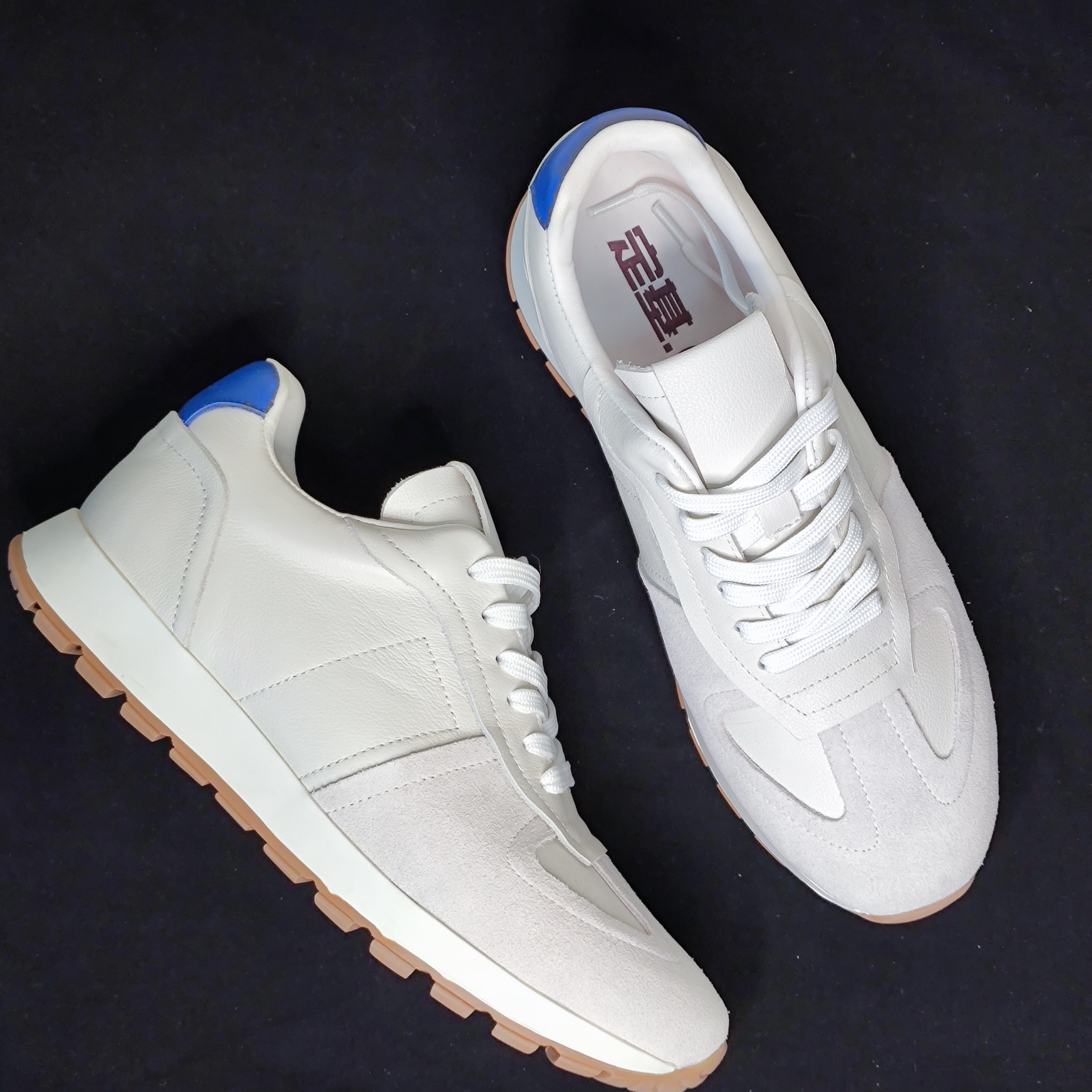 断码外贸单全真皮 内里羊皮休闲鞋女阿甘鞋高端百搭休闲板鞋蓝尾