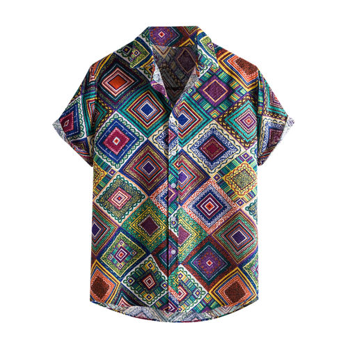 Men Casual Breathable Thin Tropical Shirt Beach Blouse衬衫