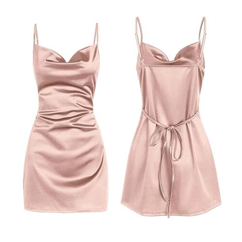 Solid color V-neck slim fit dress for women 收腰修身连衣裙女