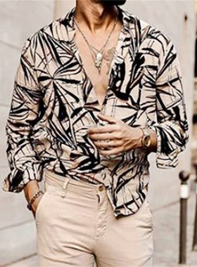 Casual 3D printing long-sleeved shirt for men 休闲3D印花衬衫