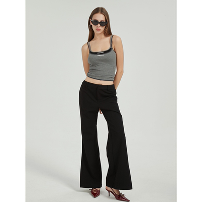 JOHNNYWU 低腰纯色微喇百搭气质西装长裤