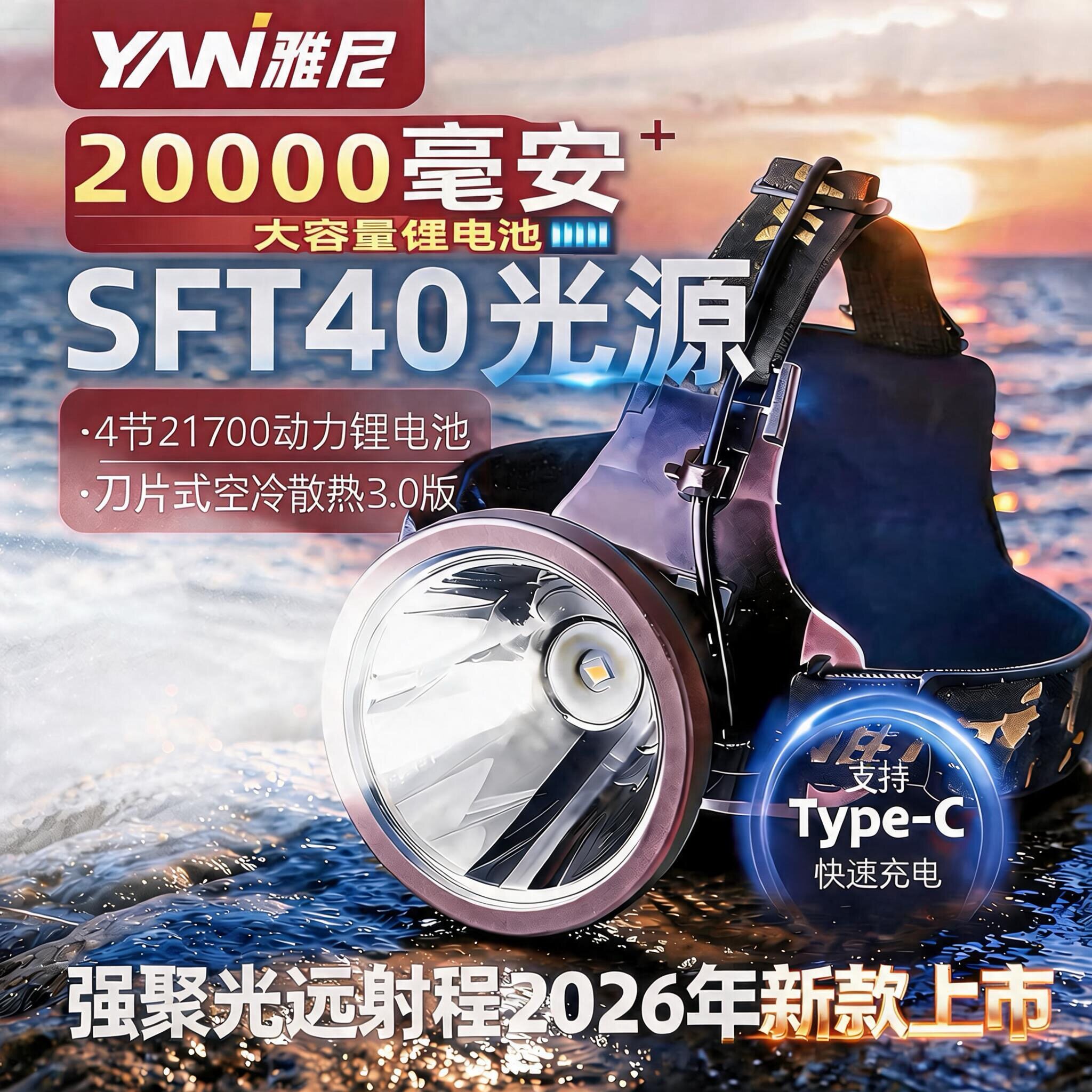 雅尼YN-G31新款头灯强光充电超亮头戴式大功率户外超长大光斑A88s图片