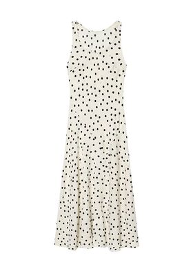 波点修身无袖连衣裙Polka Dot Pleated Bodycon Sleeveless Dress