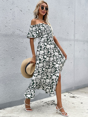 Casual Floral Irregular One Piece Dress 不规则一片式连衣裙女