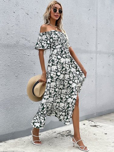 Casual Floral Irregular One Piece Dress 不规则一片式连衣裙女
