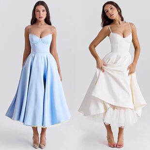 mesh color camisole dress women 纯色网纱吊带连衣裙 for Solid