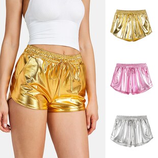 Metal Solid Beach Pants女士亮面反光沙滩裤 Reflective Women