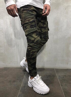 Casual Large Pocket Camo Stretch Jeans休闲口袋迷彩弹力牛仔裤