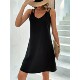 color dress Solid neck camisole for women纯色V领吊带连衣裙