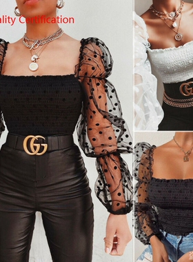 Color Fold Square Neck Shirred Waist T-Shirt 2020 Summer New