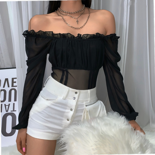 Long Sleeve Wear Wild Slim Elegant Off Shoulder Rompers 2021