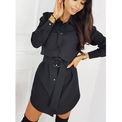 Mini Ladies Dresses Dames Casual Plain Streetwear vestidos