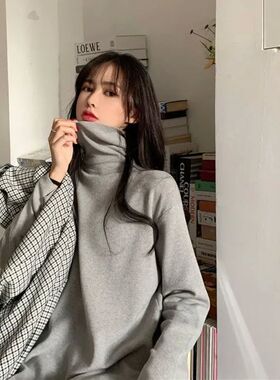 Long high neck black inner dress women长款高领黑色内搭连衣裙