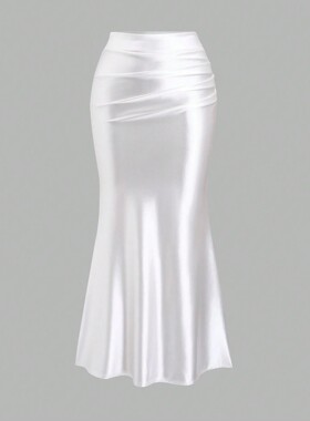 纯色高腰及地鱼尾长裙Solidcolor high waist and fishtail skirt