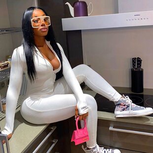 Slim Zip Fit Sexy 性感紧身连体衣女 High Bodysuit高领修身 Neck