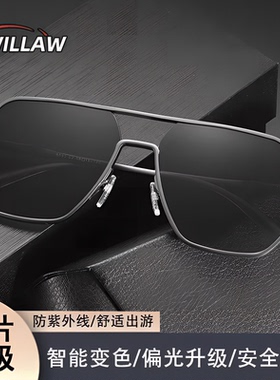 德国铝镁日夜两用变色偏光墨镜男