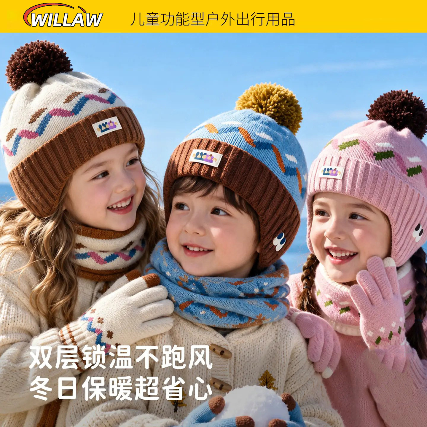 德国宝宝儿童帽秋冬季三件套保暖