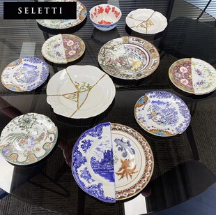 餐具轻奢艺术装 Seletti盘子餐盘西餐中西合璧套装 饰艺术轻奢进口
